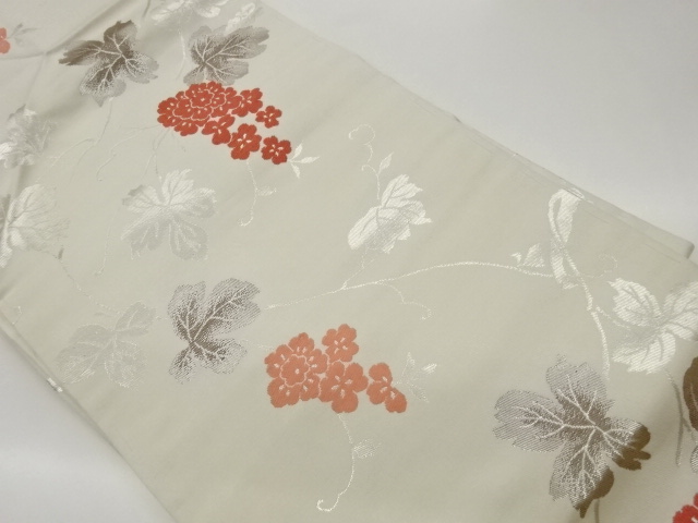 蔦に花々模様織出し名古屋帯